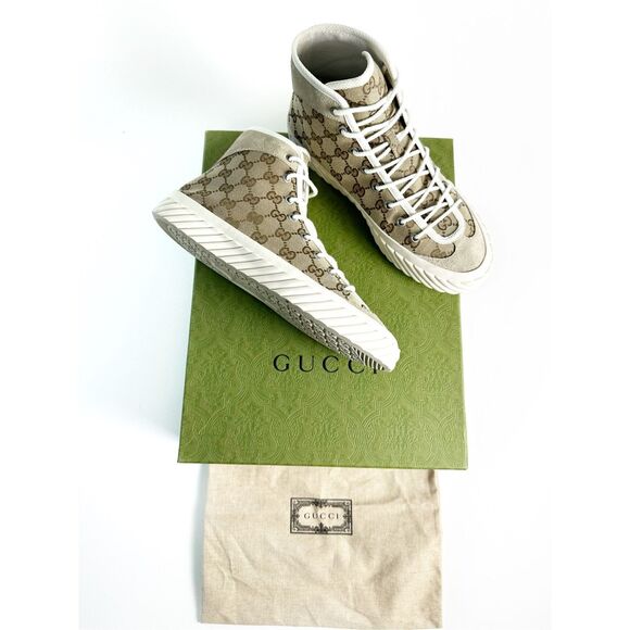 GUCCI GG Supreme Tortuga Sneakers Size Women 9.5 Chunky High Top (Men size 7.5) - Picture 2 of 14